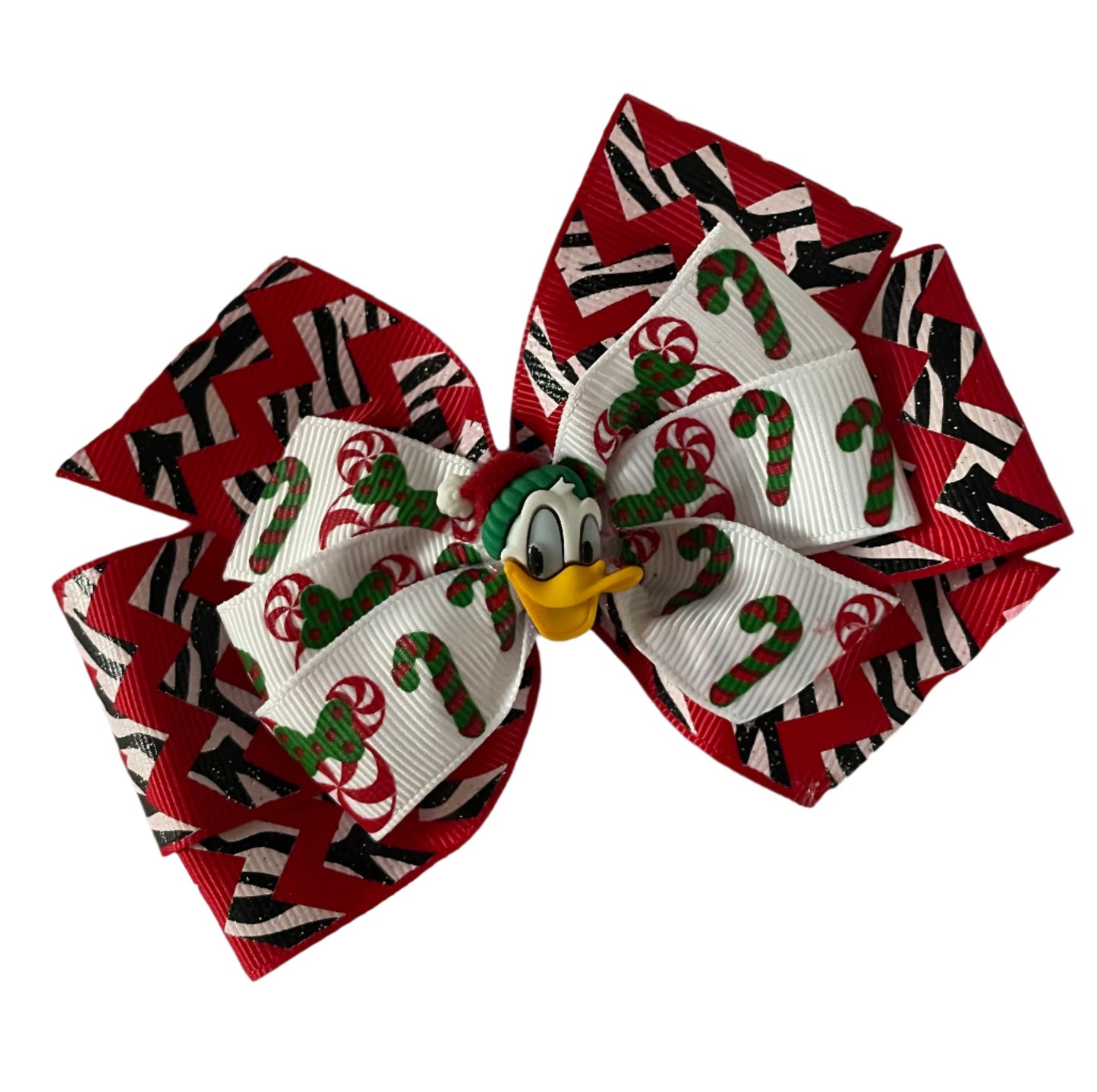 Donald Duck Holiday Hair Bow, kids, clip, Disney, Christmas