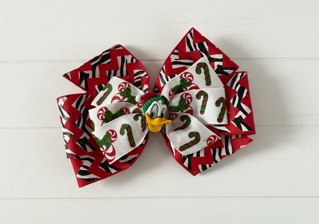 Donald Duck Holiday Hair Bow, kids, clip, Disney, Christmas