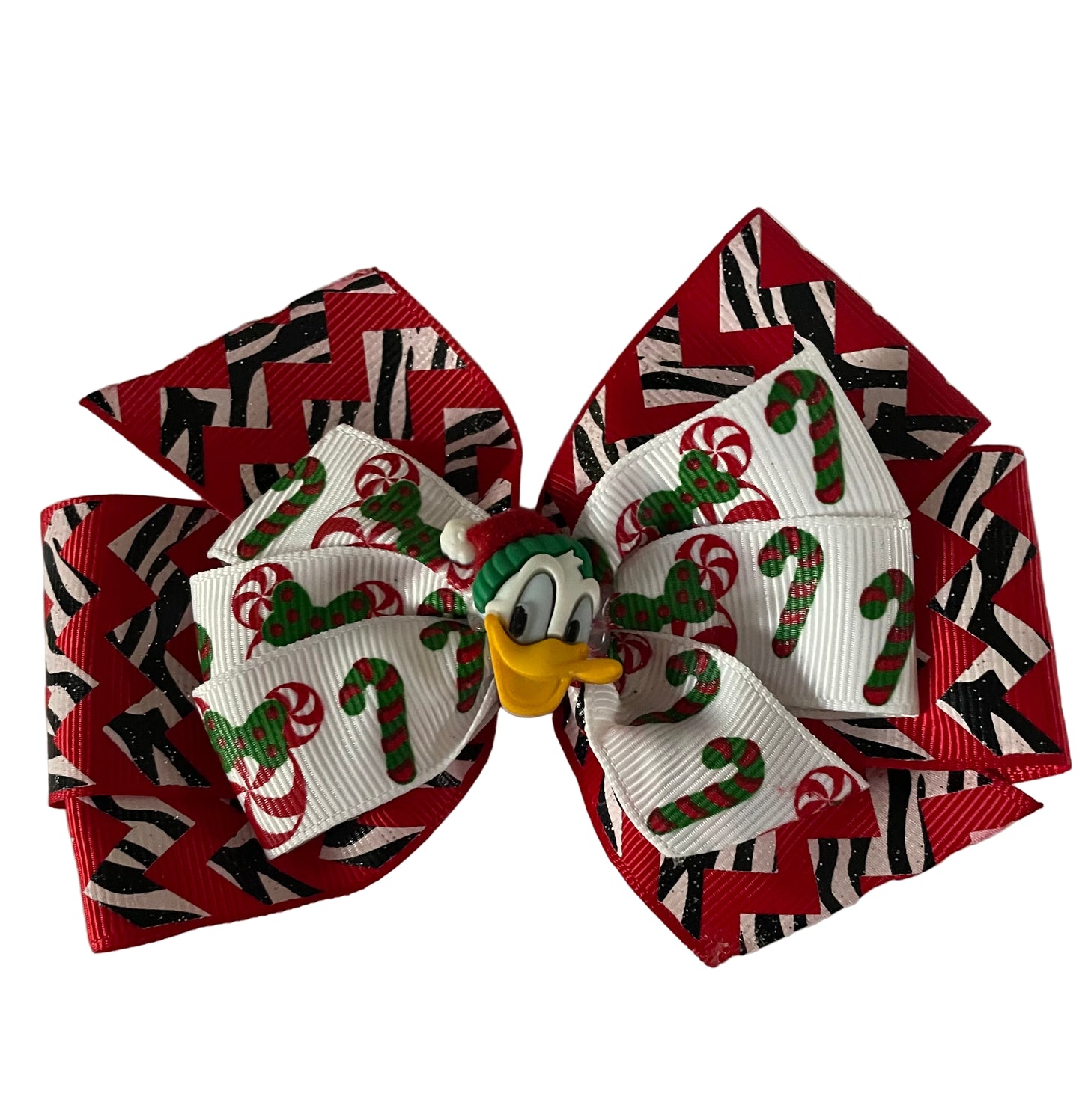 Donald Duck Holiday Hair Bow, kids, clip, Disney, Christmas