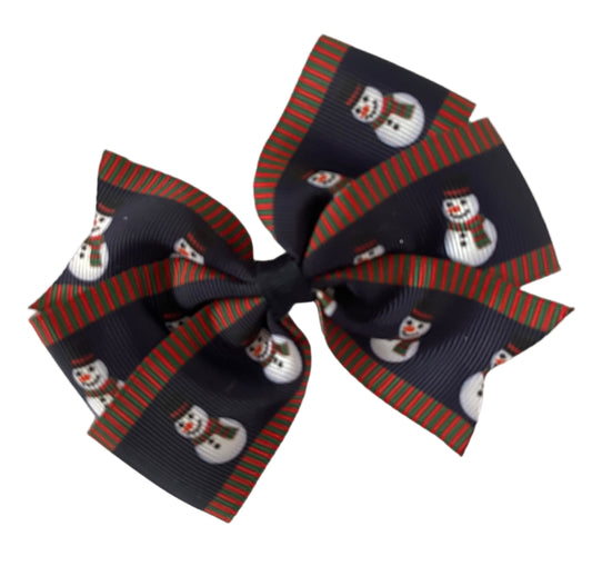 Blue Snowman Hair Bow, kids, clip, Winter, girls, holiday
