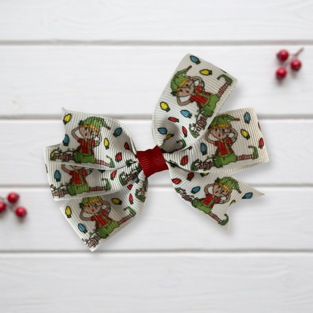 Tangled Elf Small Hair Bow, girl, holiday, Christmas