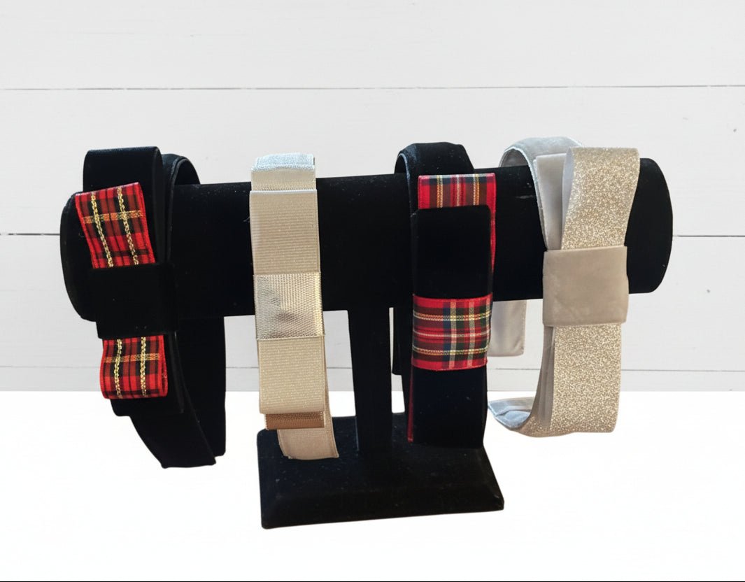 Velvet Holiday Headbands w/Bow, Preppy, Adult, Kids, wedding, Winter