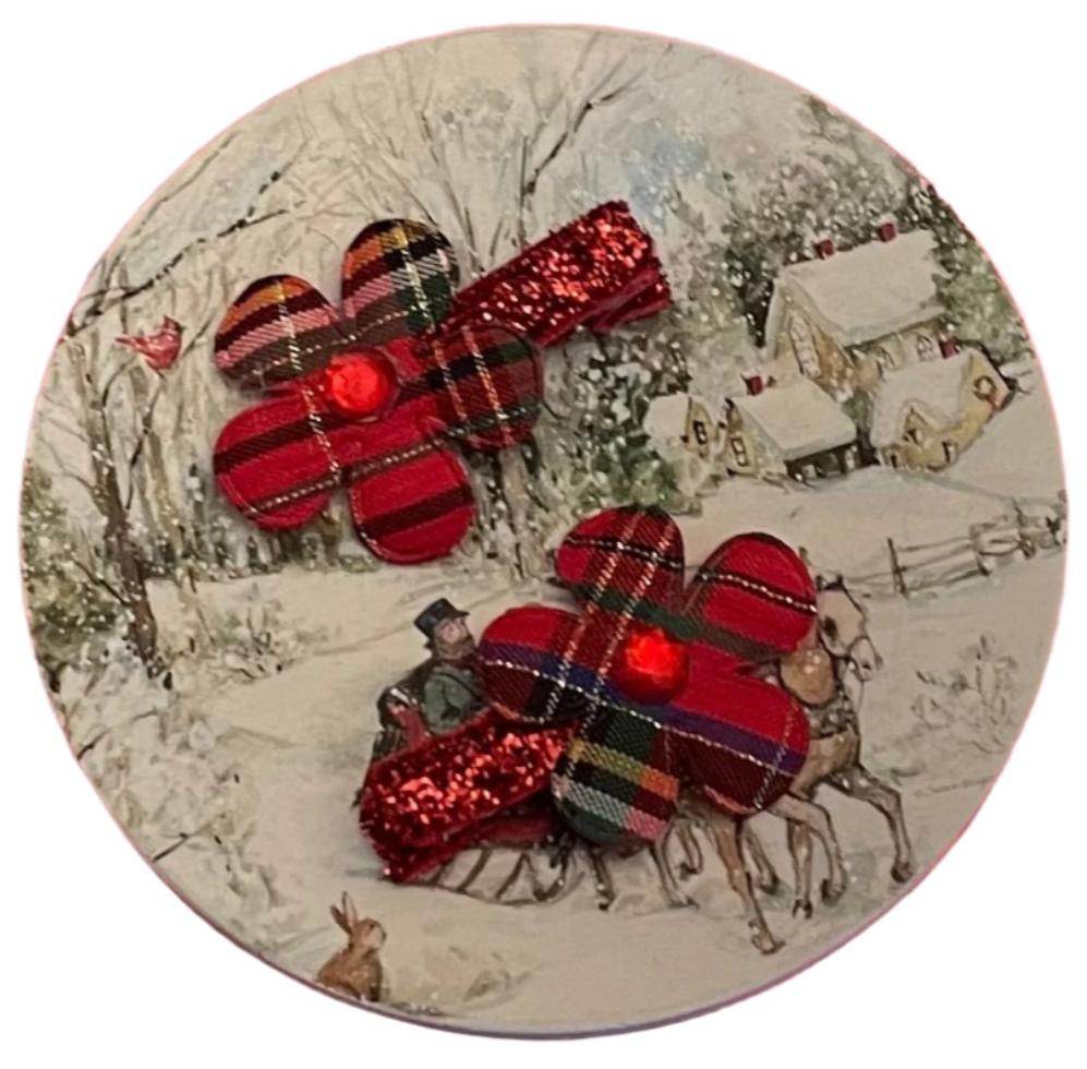 Red Tartan Plaid Flower Hair Clip, holiday, girl, Christmas