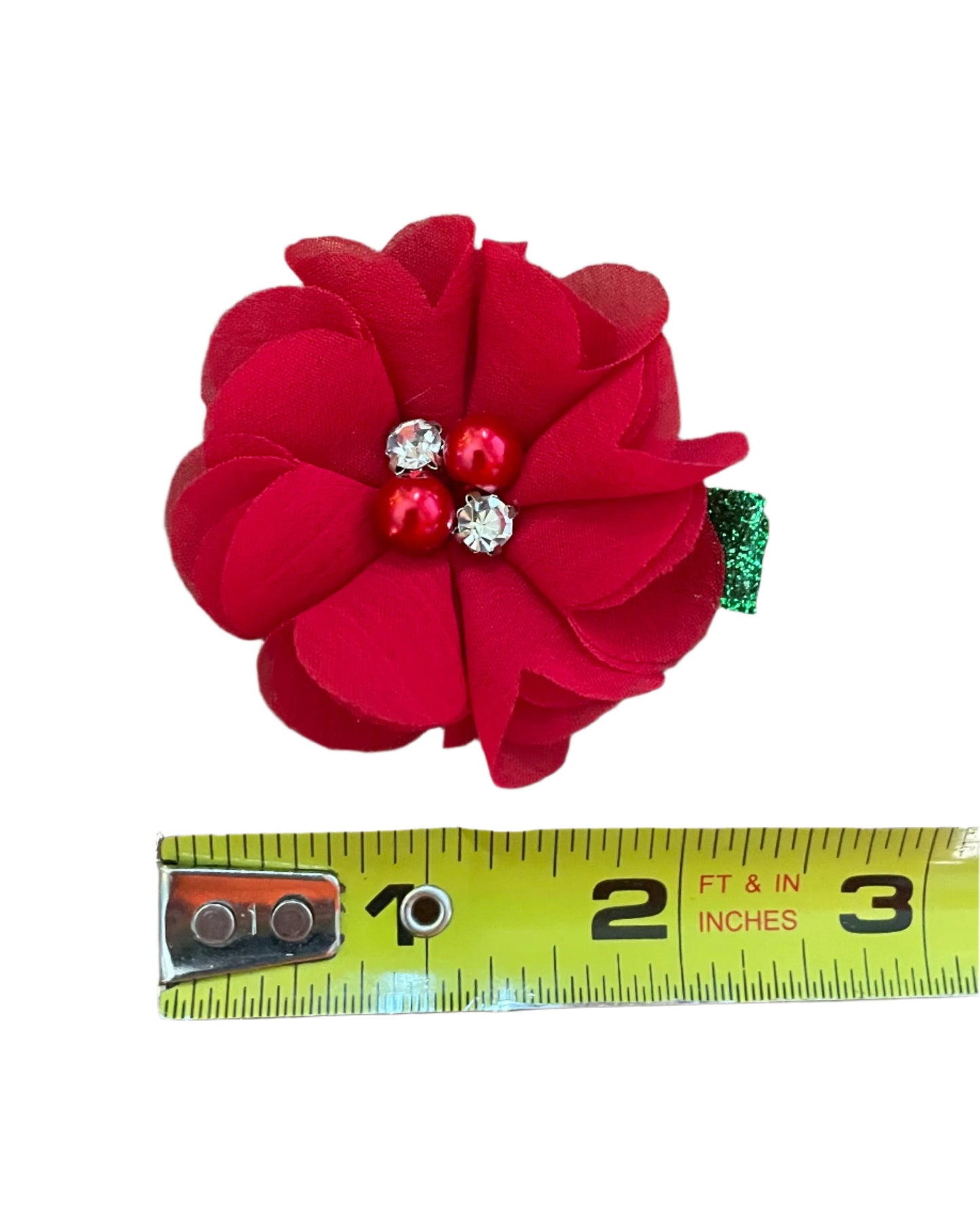 Chiffon Flower Clip w/Pearls, girl, toddler, holiday, hair, adult