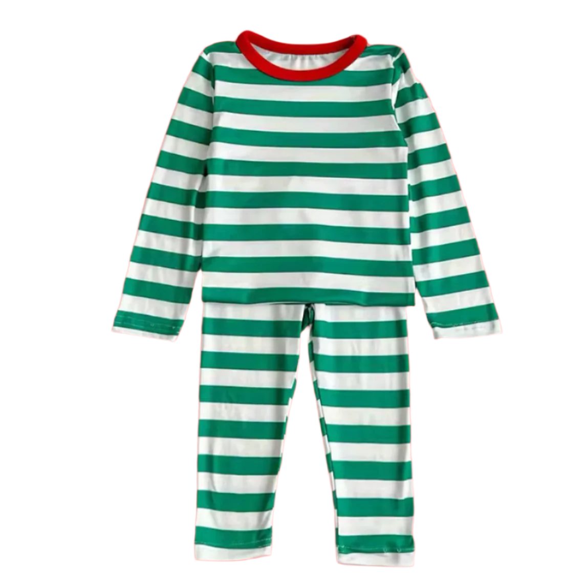 Holiday Striped Pajamas, unisex, green, red, kids