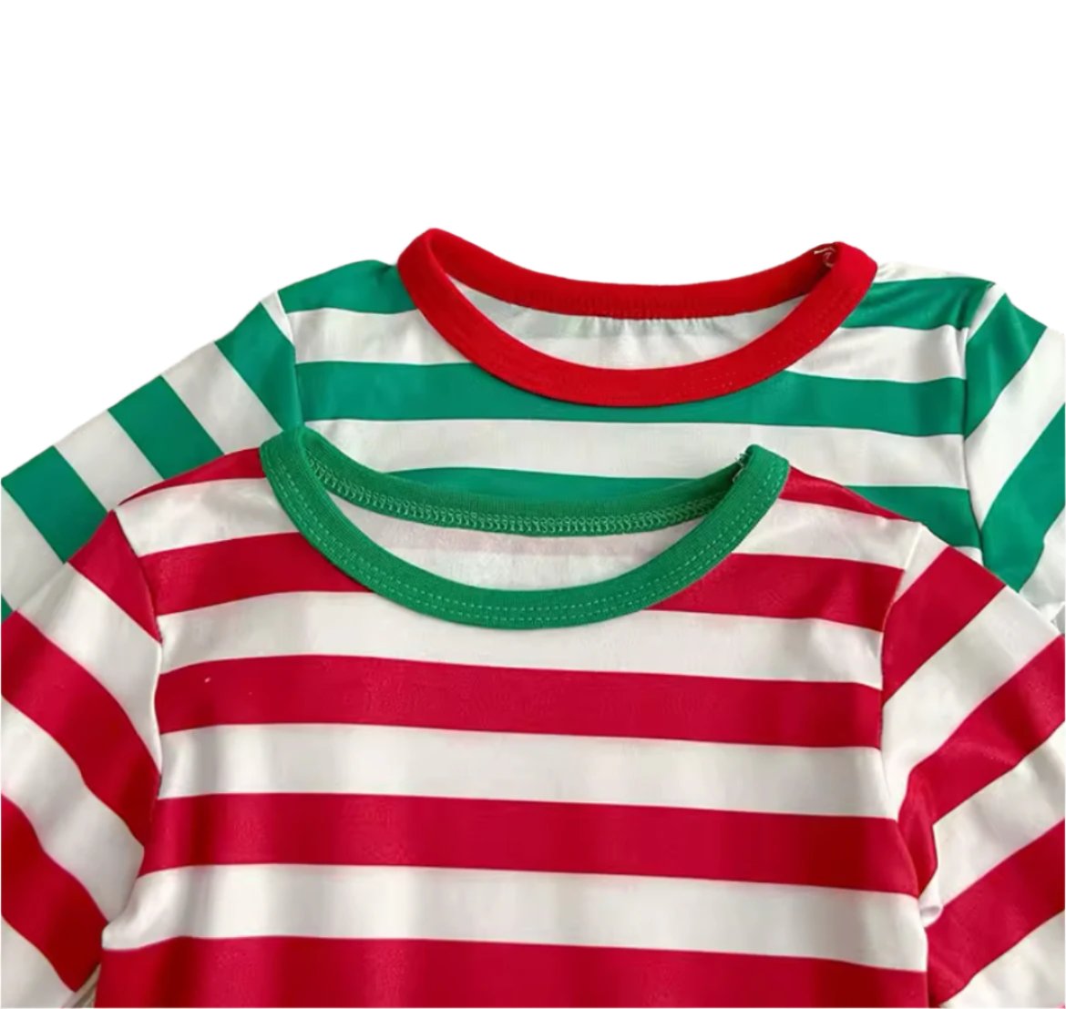 Holiday Striped Pajamas, unisex, green, red, kids
