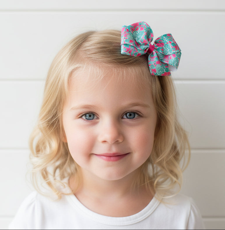 Scorpion Bowl Hair Bow, girl, clip, pineapple, preppy