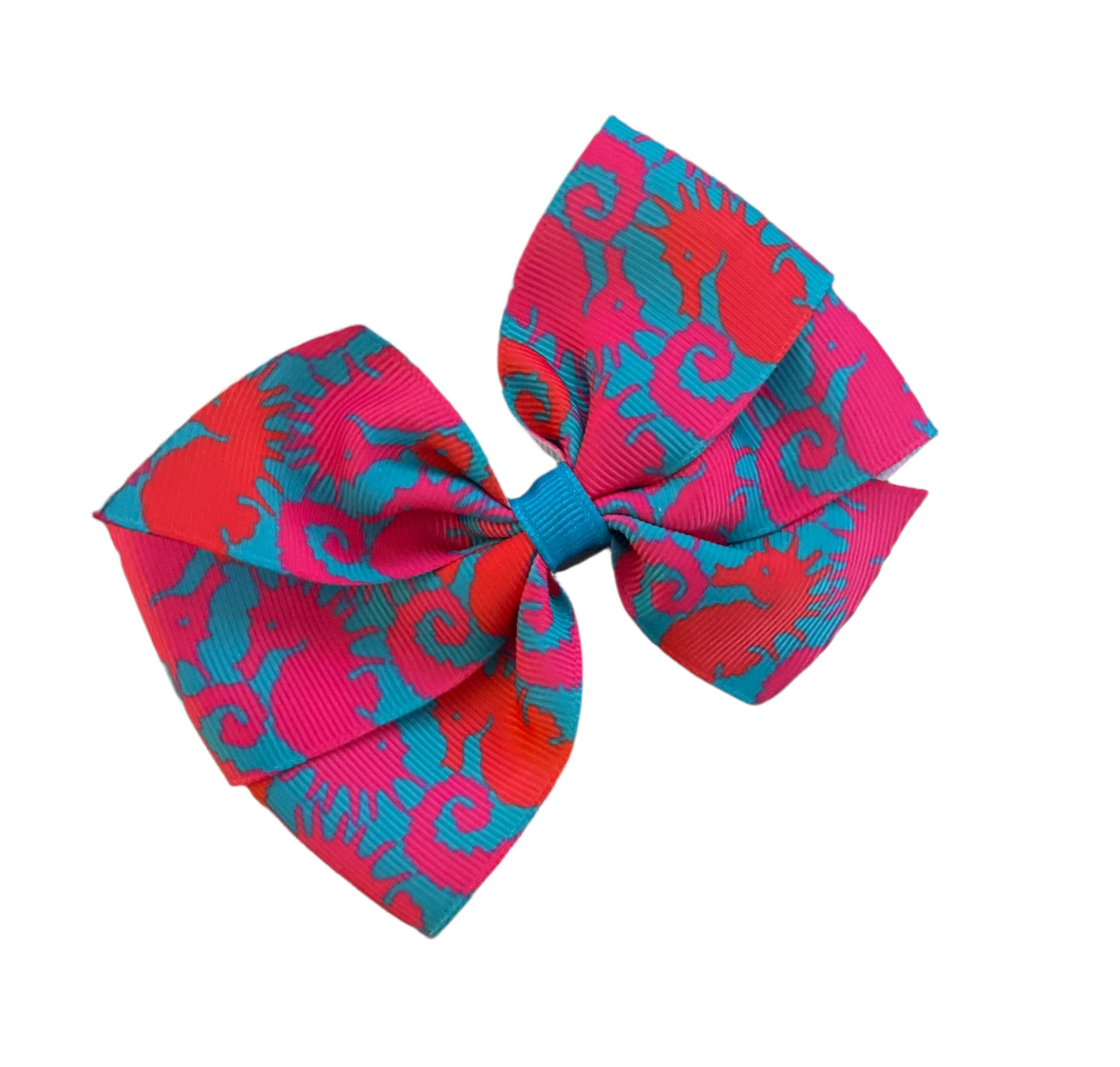 Seahorse Hair Bow, girl, clip, beach, gift, preppy, resort, adult