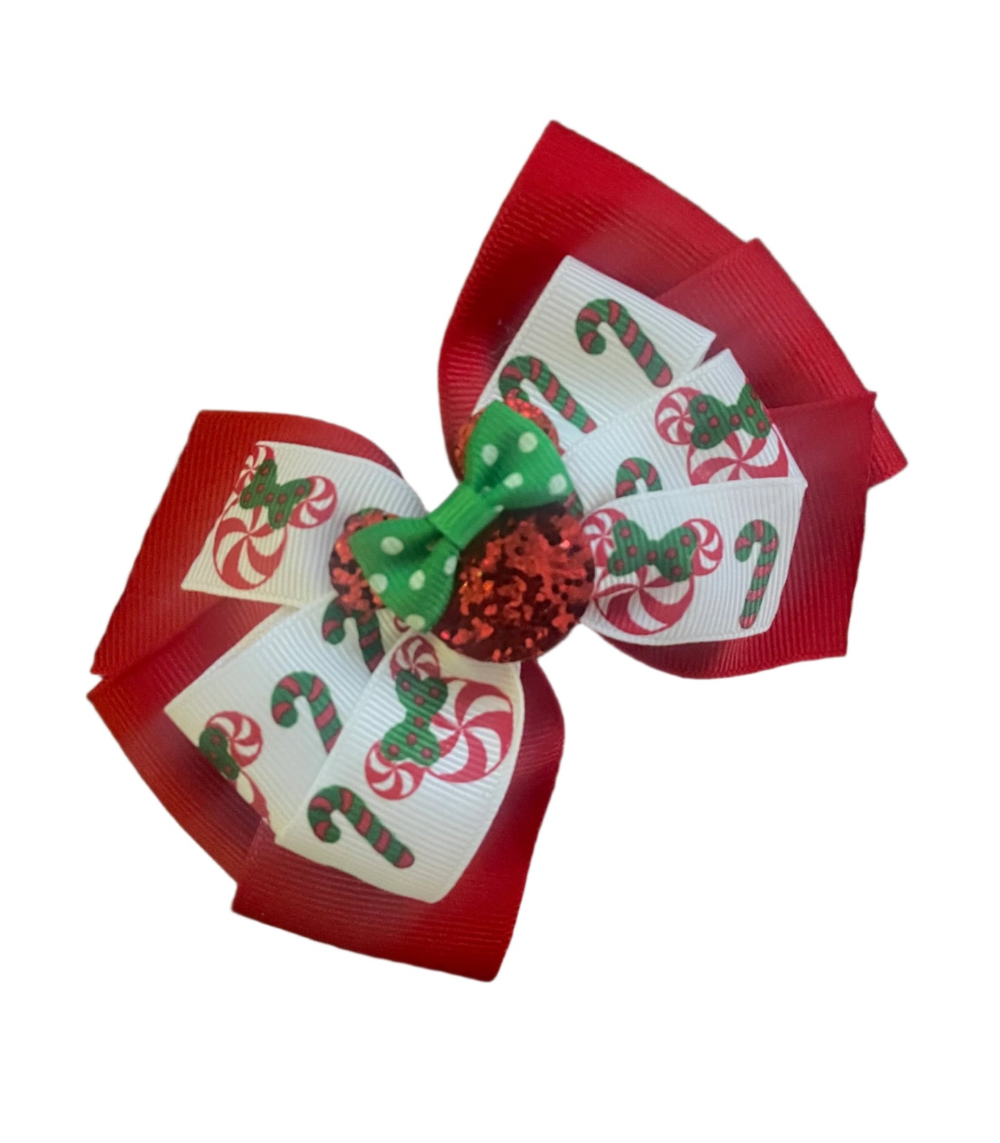 Peppermint Mouse Holiday Hair Bow, Minnie, kids, clip / SALE