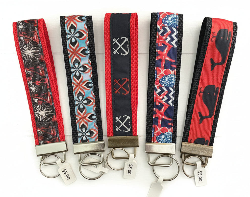 Nautical Print Key Fobs, wristlet, purse, keychain