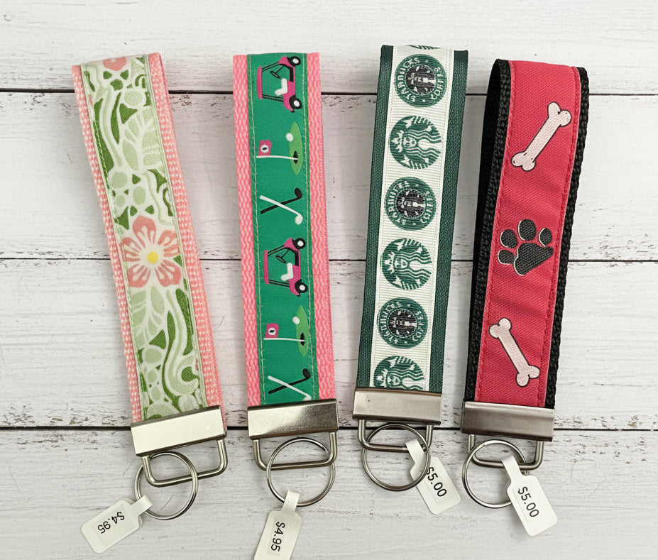 Novelty Print Key Fobs, wristlet, purse, keychain