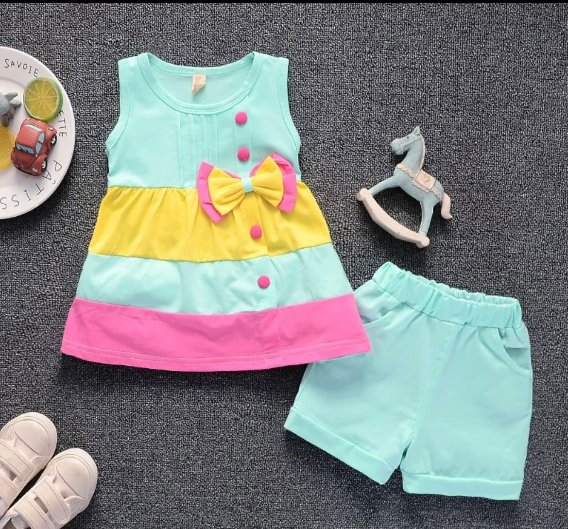 Mint Green Striped Short Outfit, kids, girls, toddler / SALE: Reg. $14.95