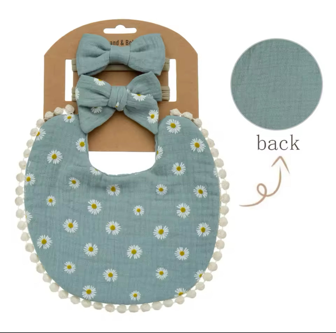 3 Piece Baby Bib and Headband Set, Infant, Toddler