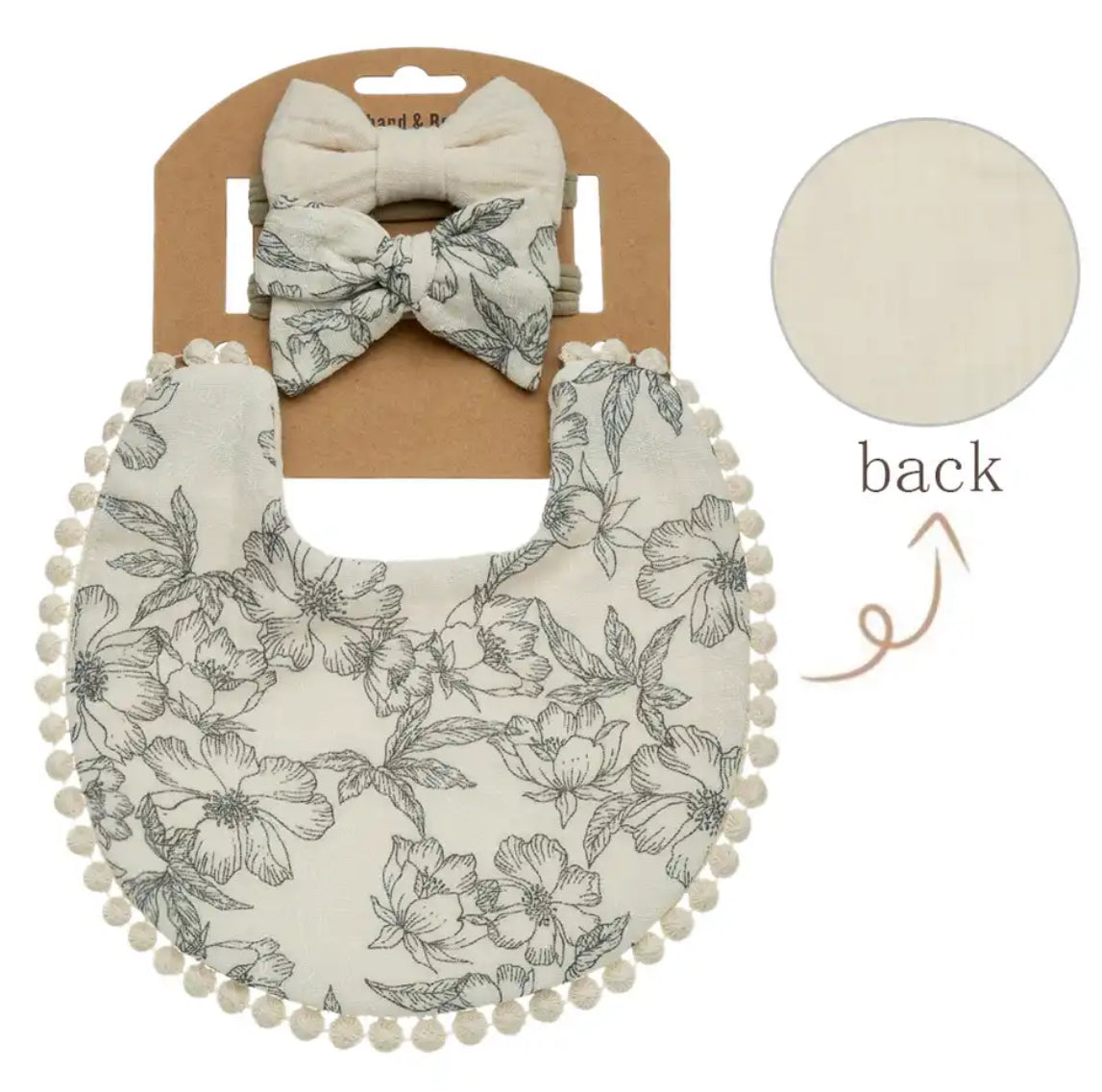 3 Piece Baby Bib and Headband Set, Infant, Toddler