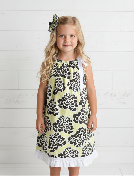 Green Poppy Dress, Sundress, girl, kids, handmade / $5 SALE