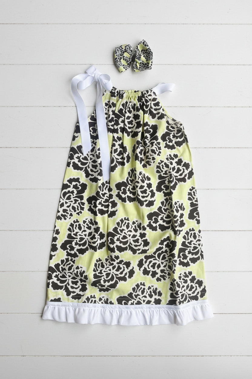 Green Poppy Dress, Sundress, girl, kids, handmade / $5 SALE