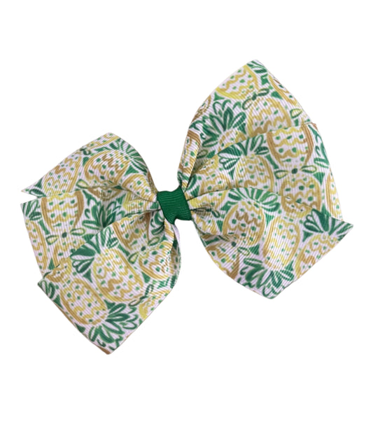 Golden Pineapple Hair Bow, tropical, girl, kids, clip