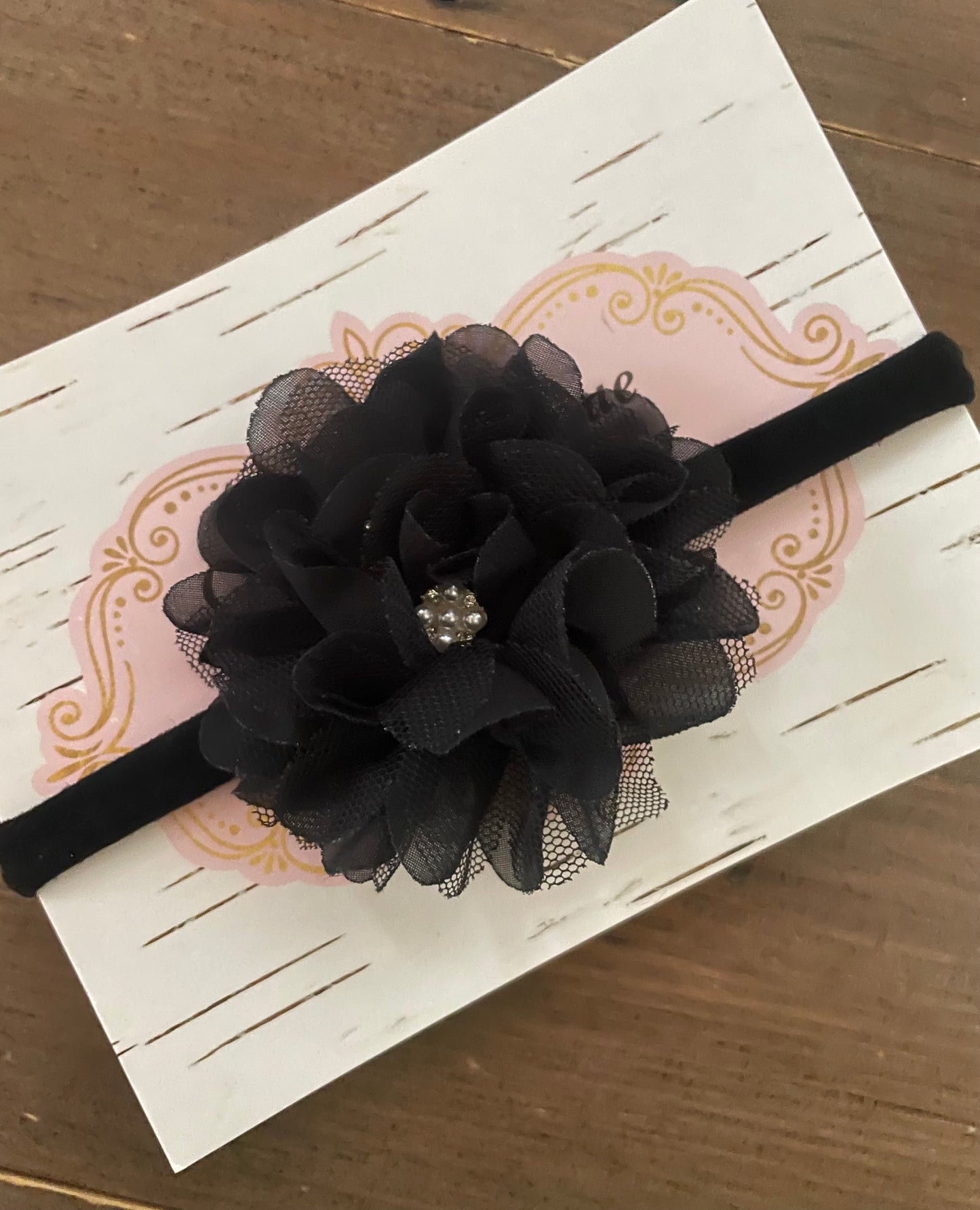 Black Flower Nylon Headband, baby, toddler, child