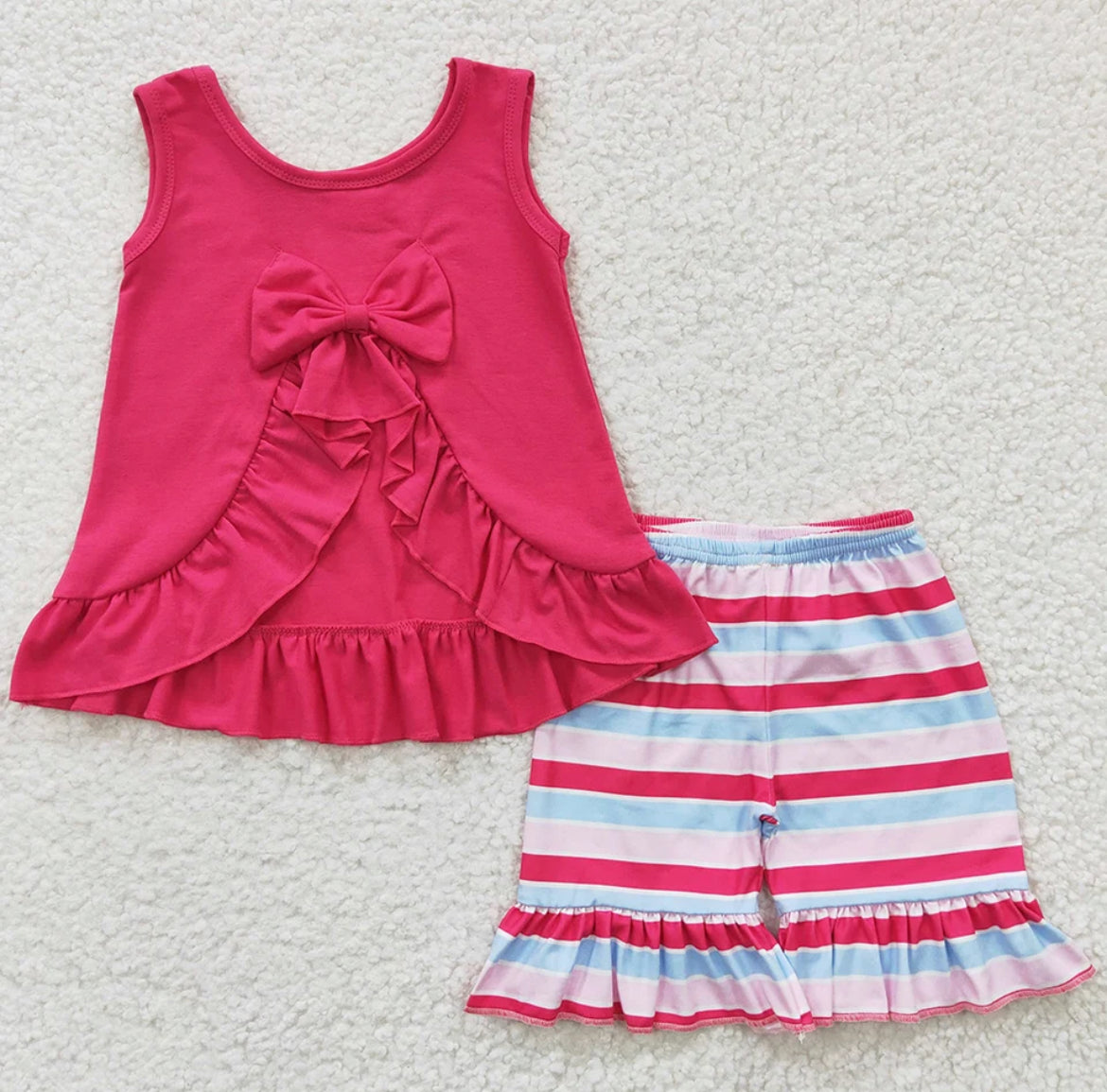 Pink Striped Ruffle Short Set, girl, outfit, kids / SALE: Reg. $19.95