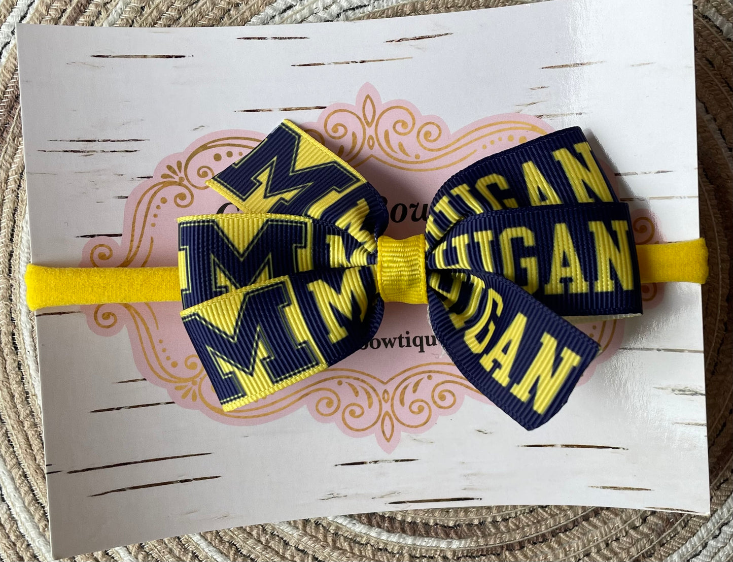 Michigan Nylon Headband with Bow, baby, toddler, child