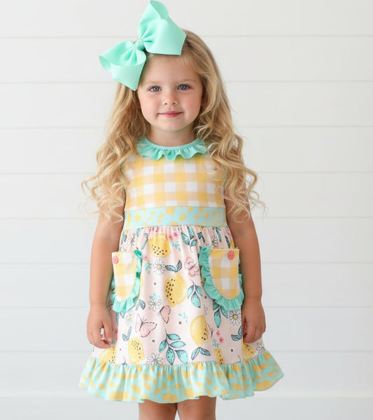 Lemons & Butterflies Girls Twirl Dress, Milk Silk, kids, clothing
