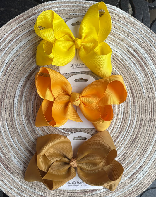 Boutique Loopy Hair Bow, Yellow Hues, clip, girl