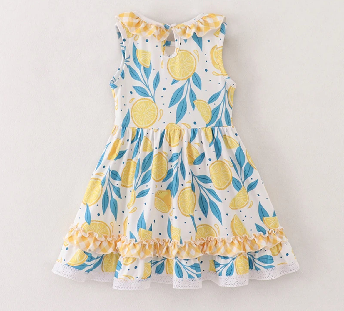 Love Lemons Twirl Dress, Milk Silk, girl, kids, clothing