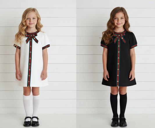 Black or White Preppy Bowknot Dress, girl, kids / SALE