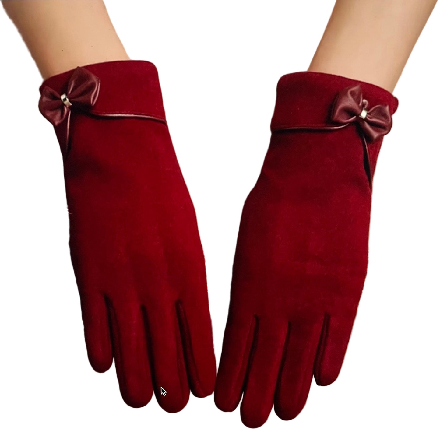 Women's Dark Red Gloves, holiday, Winter, girl