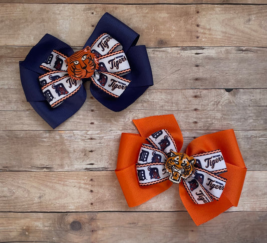 Detroit Tigers Double Hair Bow, Baseball, team, sports