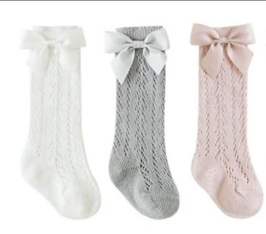 Lacey Knee Socks with Bow, Kids, girl, holiday, party