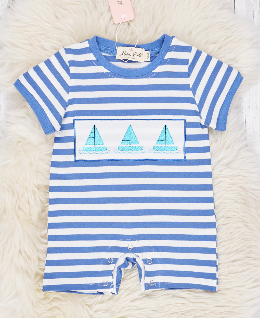 Striped Sailboat Romper, baby, nautical, kids