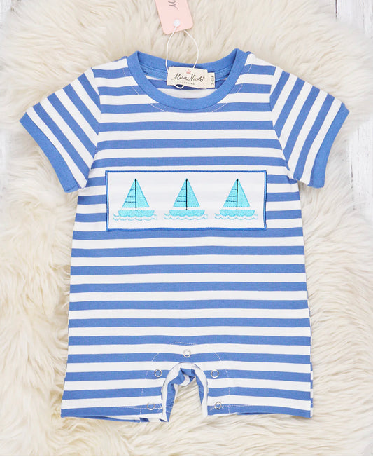 Striped Sailboat Romper, baby, nautical, kids