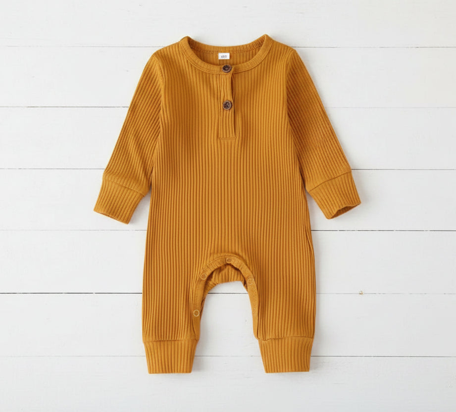 Golden Yellow Ribbed Baby Romper, gift, infant, Shower, unisex