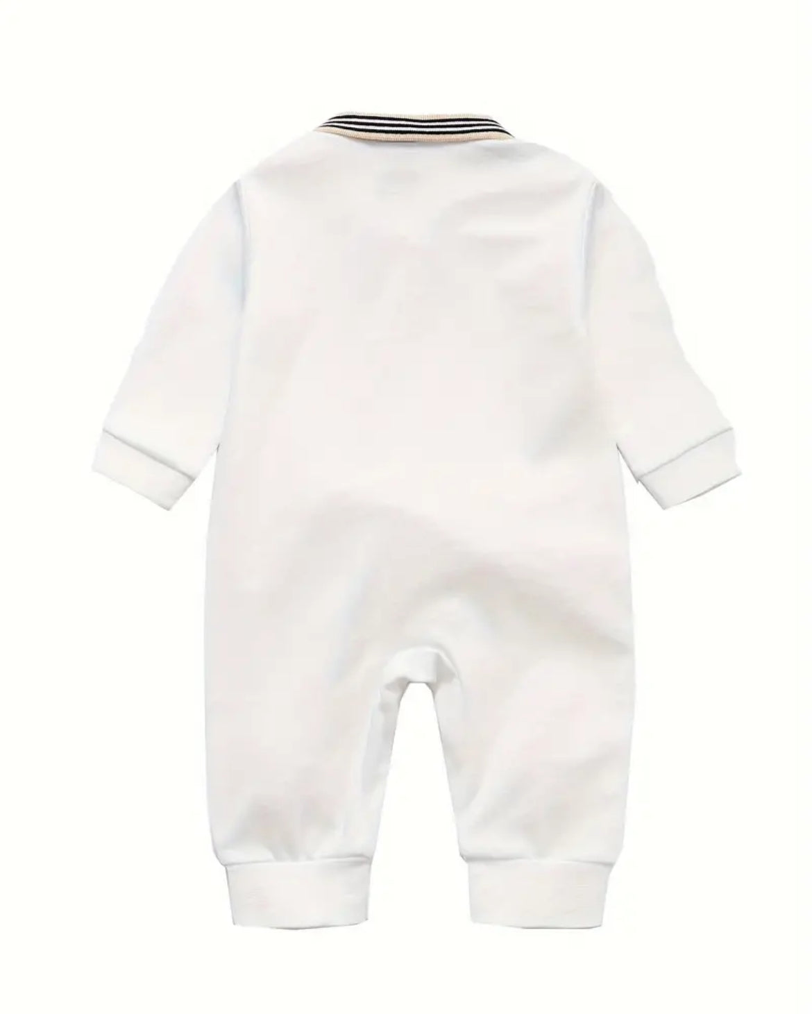 White Long Sleeve Preppy Romper, kids, clothing, onesie, baby