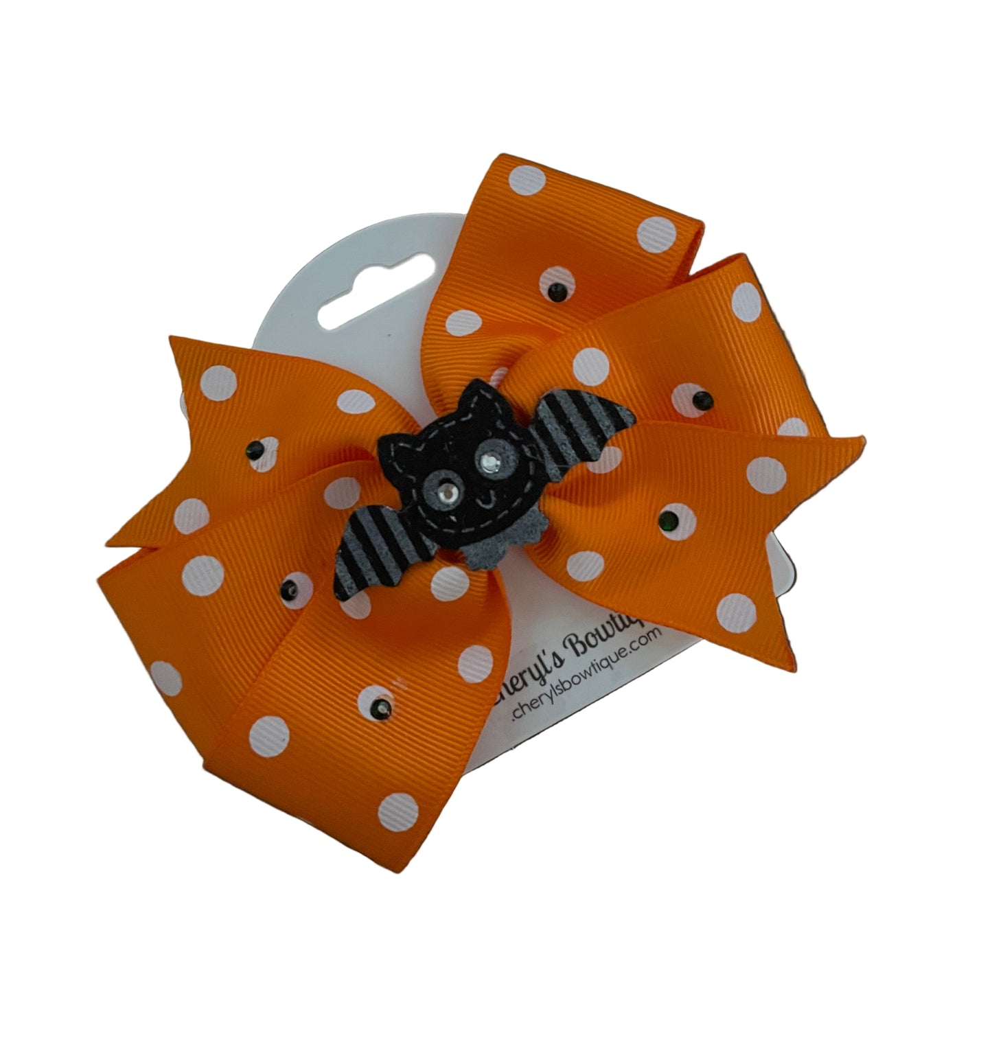 Polka Dot Bat Halloween Hair Bow, clip, girl, costume, Fall
