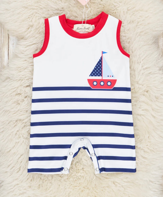 Nautical Sailboat Romper, baby, infant, kids, stripes