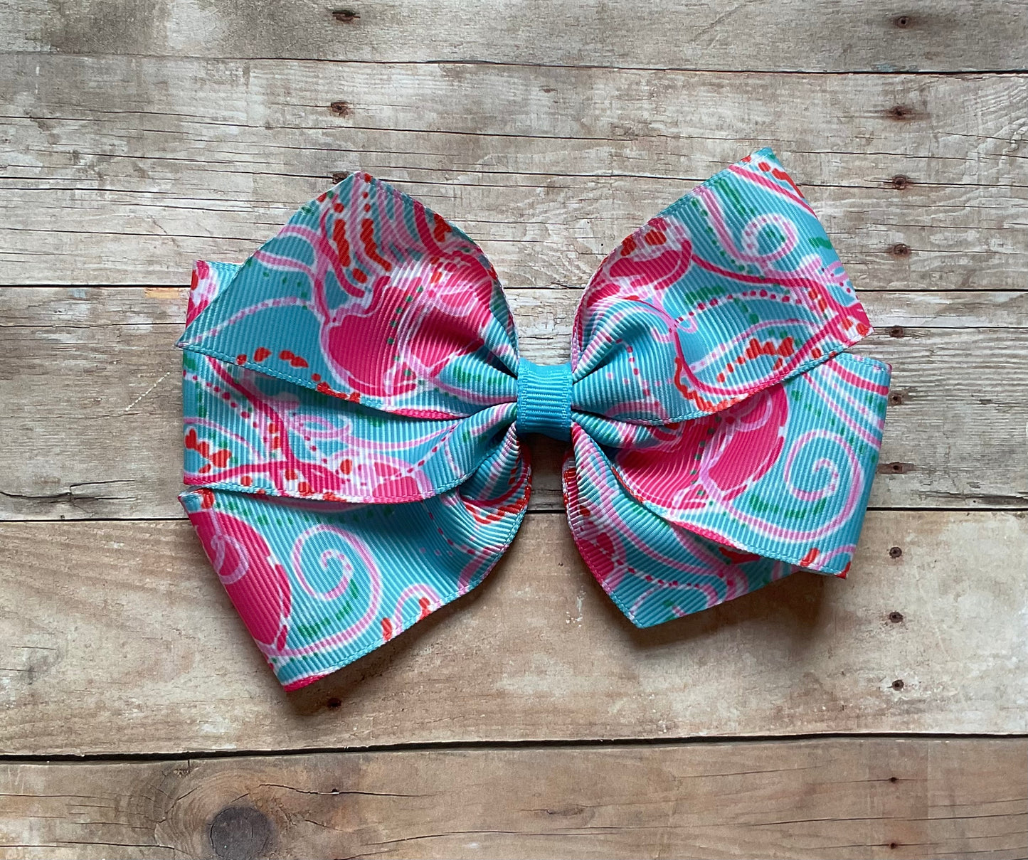 Pink Jelly Preppy Hair Bow, tropical, beach