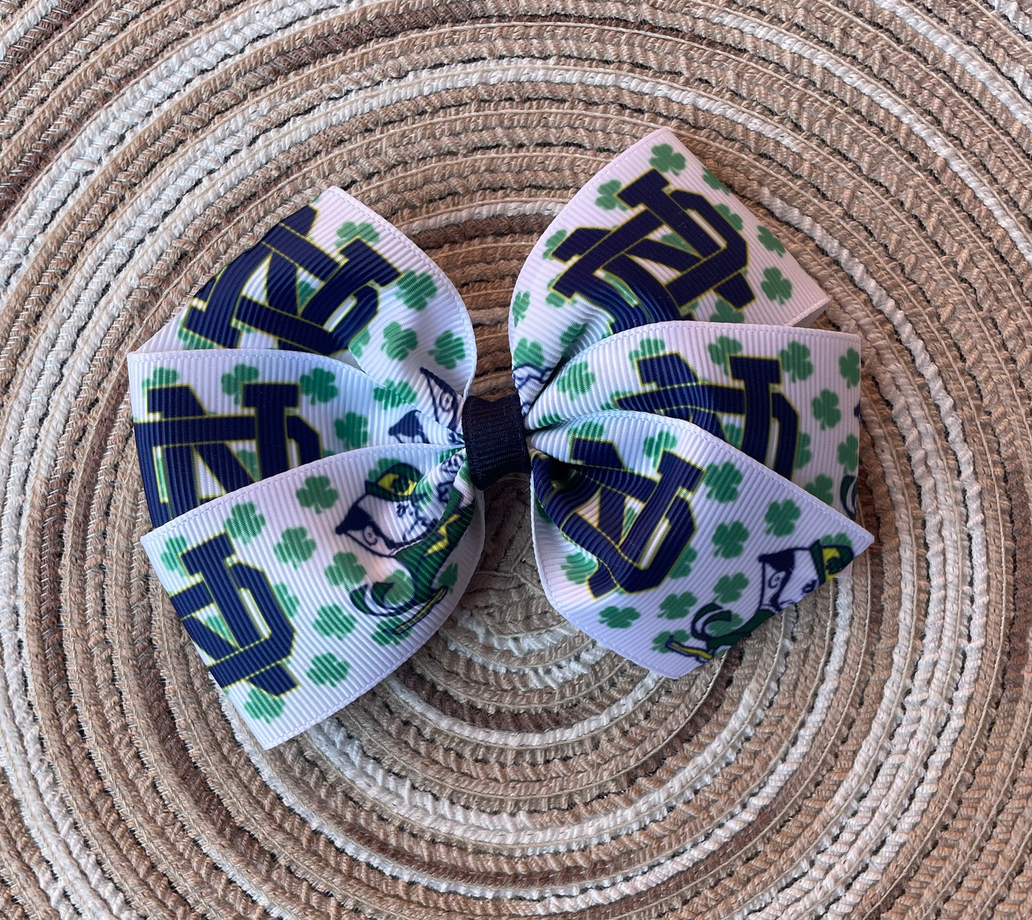 Collegiate Double Hair Bow, University, Notre Dame- Irish