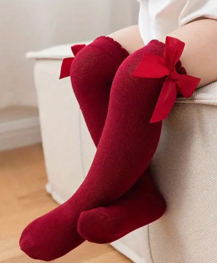 Knee Hi Socks with Bow, Kids, holiday, girl, school, clothing