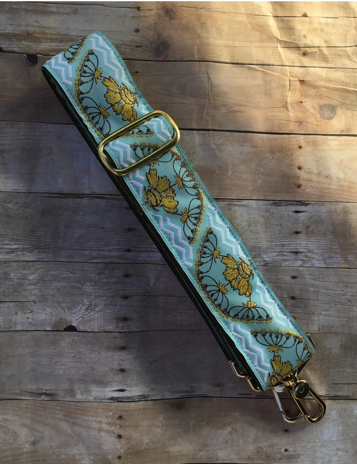 Blue & Gold Floral Purse/Instrument Strap, Crossbody, Violin, Gift