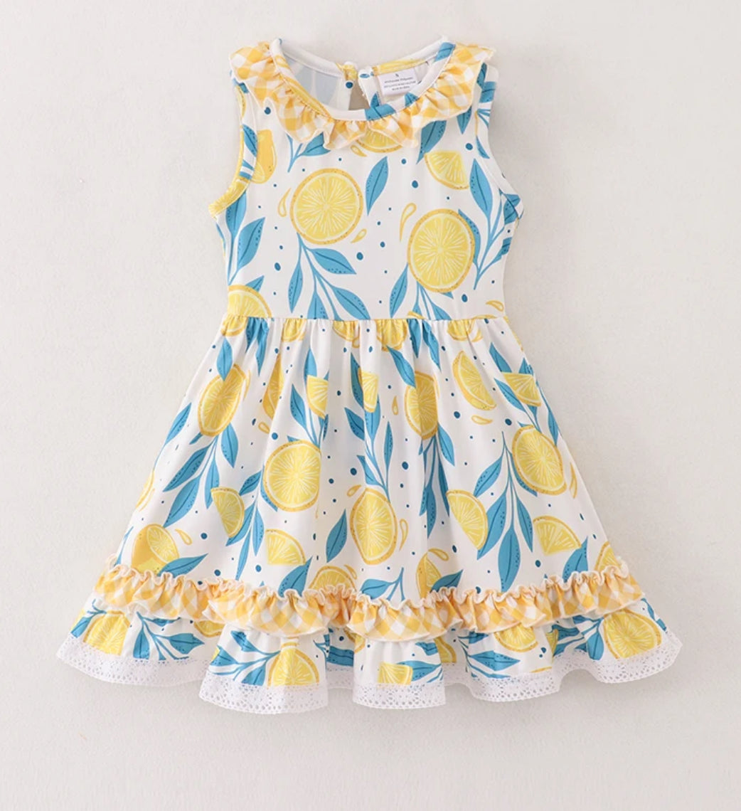 Love Lemons Twirl Dress, Milk Silk, girl, kids, clothing