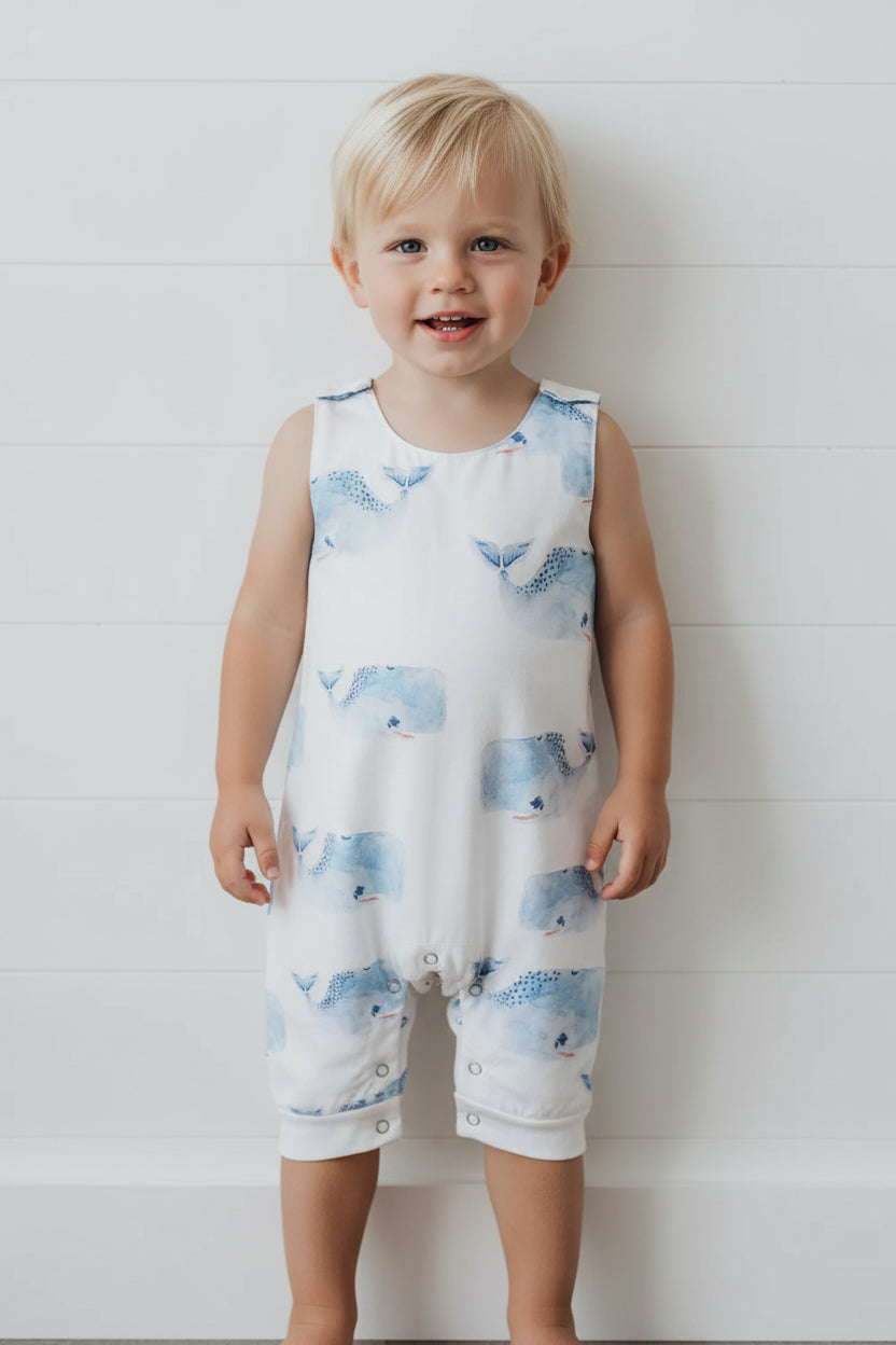 Whale Romper, toddler, baby, jumper, boy, nautical
