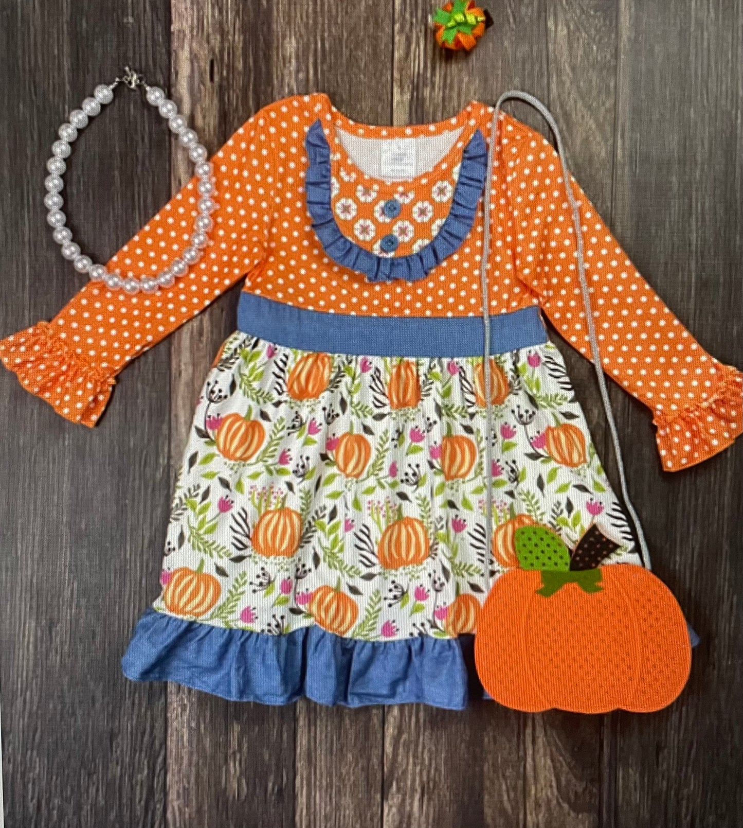 Orange Polka Dot Pumpkin Dress, Milk Silk, girl, Fall, twirl / SALE: Reg. $17.95