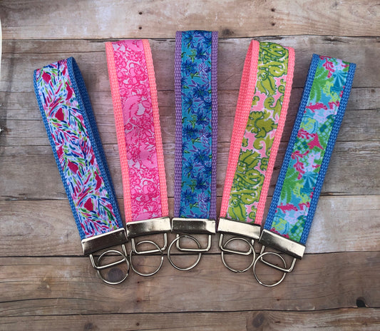 Preppy Colorful Resort Print Key Fobs