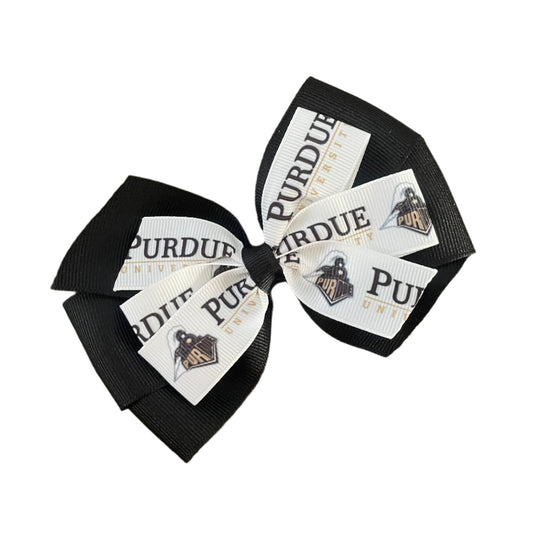 Collegiate Double Hair Bow, University, Purdue