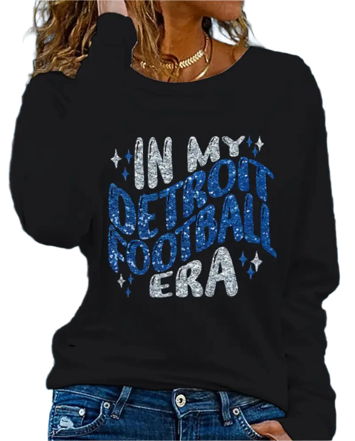 Detroit Lion's In My Detroit Football Era Black Long Sleeve Shirt