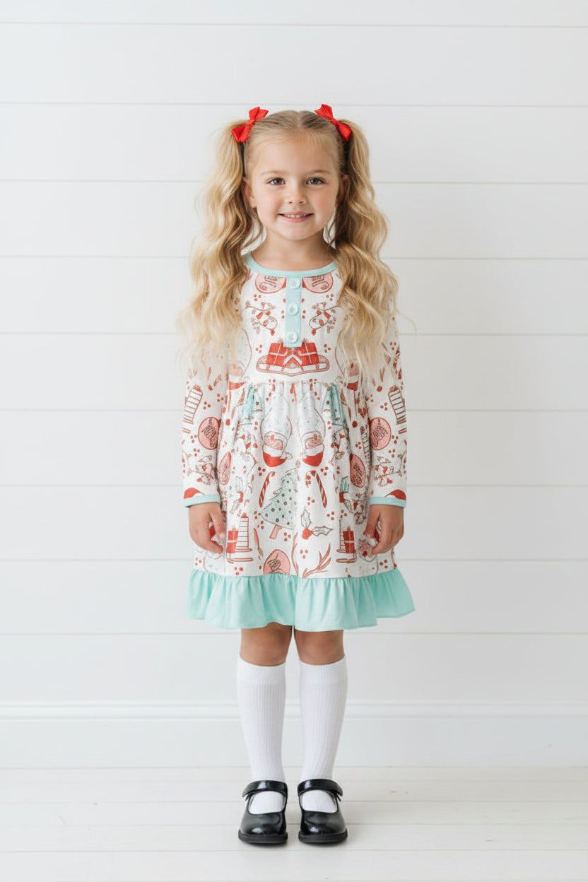 Winter Wonderland Twirl Dress, Milk Silk, girl's, Christmas / SALE