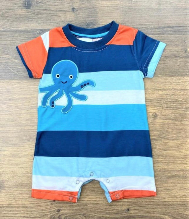 Striped Octopus Romper, boys, baby, infant / SALE: Reg. $14.95