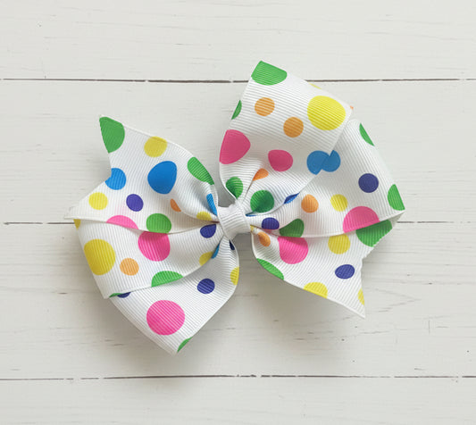Colorful Polka Dots Hair Bow, girl, clip